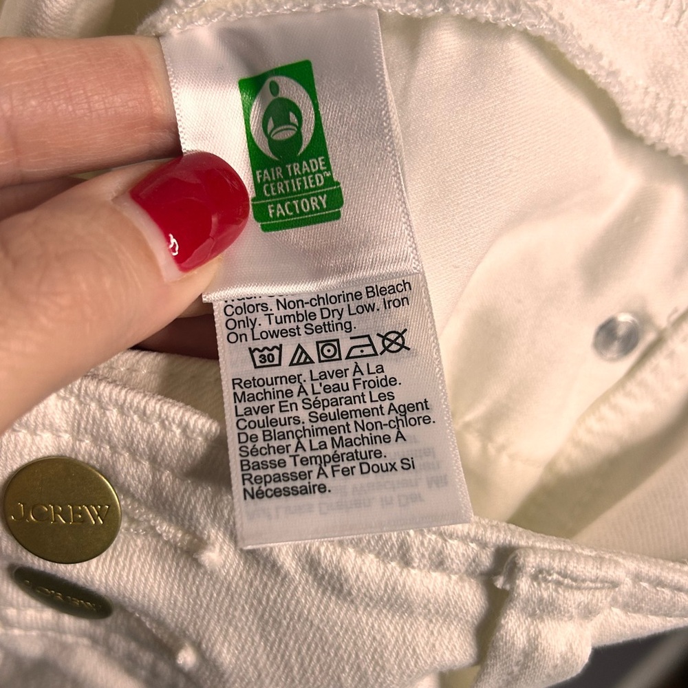 J.Crew Slim-Wide Jean Womens Size 27 White Denim Stacked Buttons Stretch New - Picture 9 of 10